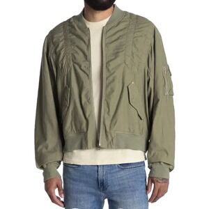 John Elliot 100% Cotton Poplin Bomber Jacket Green Mens XL $548 Designer Luxe
